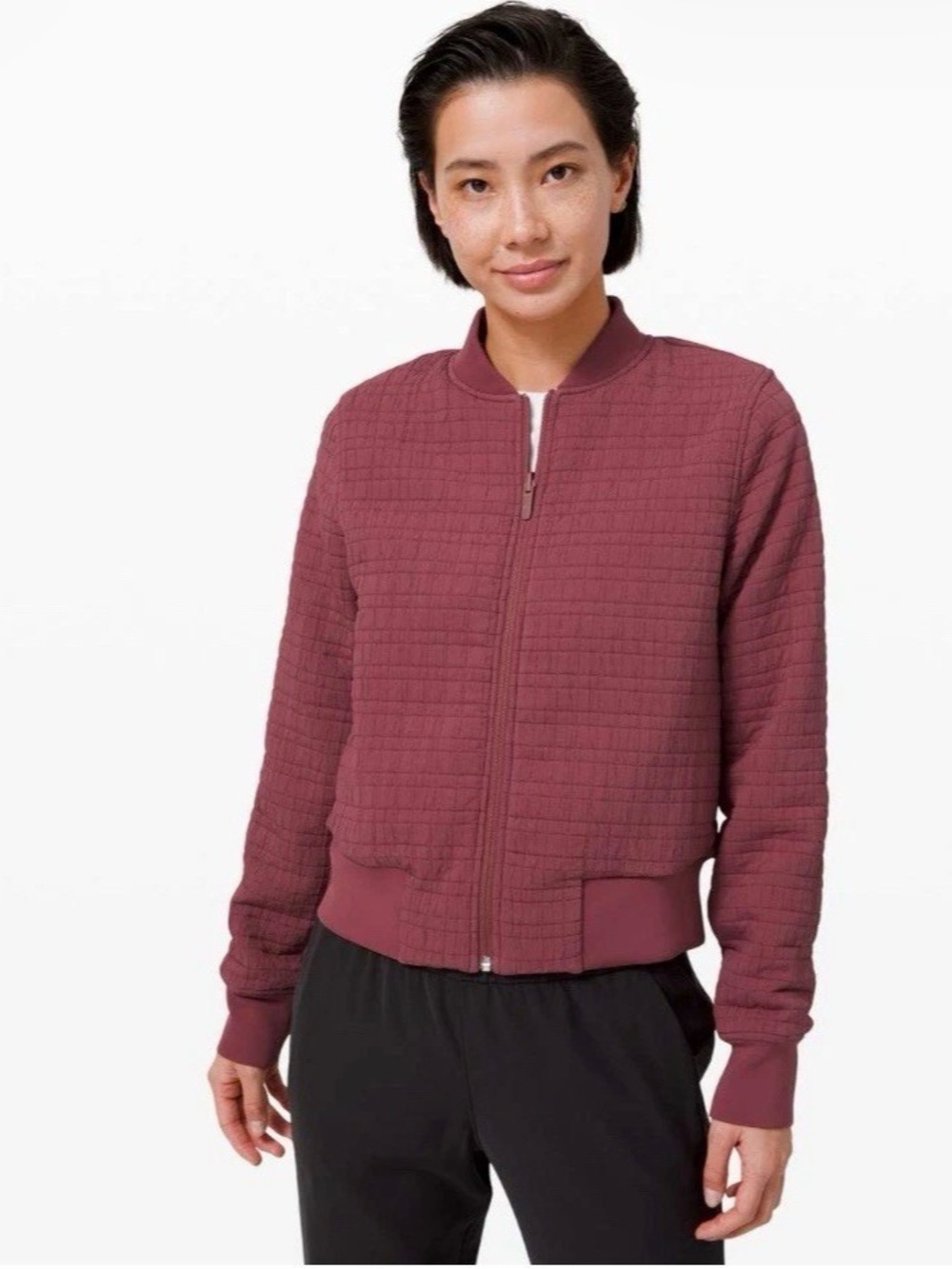 Lululemon Serene Travels Bomber Jacket Chianti Red Full Zip Reversible Size 6
